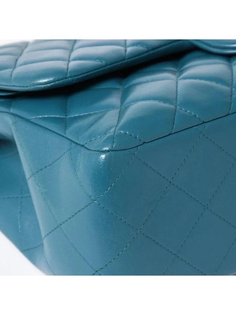 Chanel Maxi Quilted 30 Double Flap Chain Shoulder Bag CC Logo Lambskin Turquoise